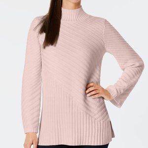Charter Club Pink Mixed-Stitch Mock-Neck Sweater